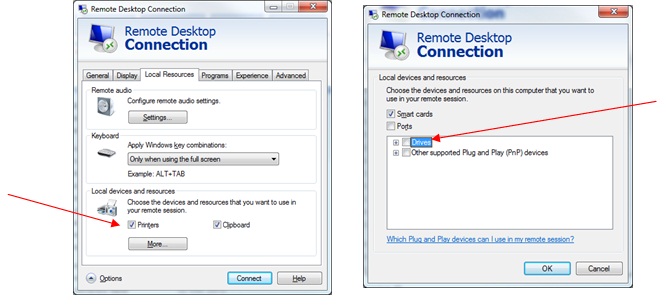 Use local printer in a remote desktop session - Beaming