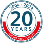 Beaming turns 20 logo. 2004 - 2024