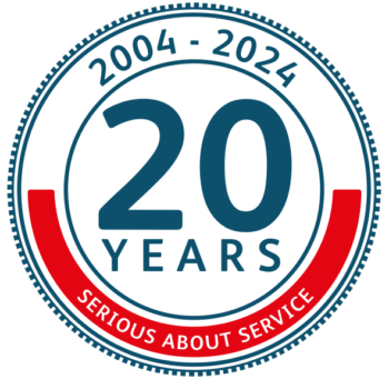 Beaming turns 20 logo. 2004 - 2024