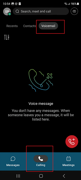 Webex Voicemail on Mobile App